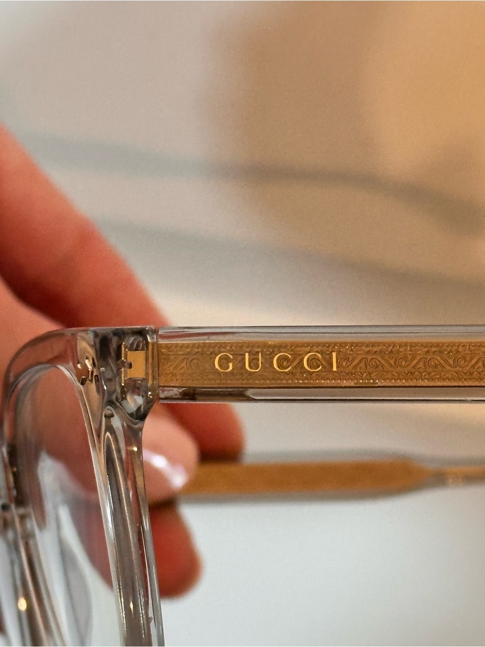 Prescription Gucci Clear Glasses with Gold Accents